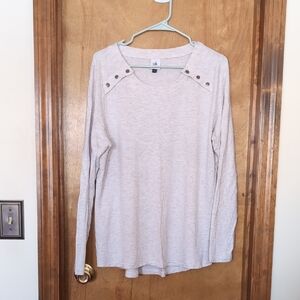 CAbi Cream Long Sleeve Top with Button Detail